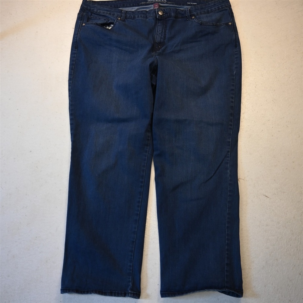 Gloria Vanderbilt 20W Short All Around Slimming Rail Straight Dark Denim Jeans
